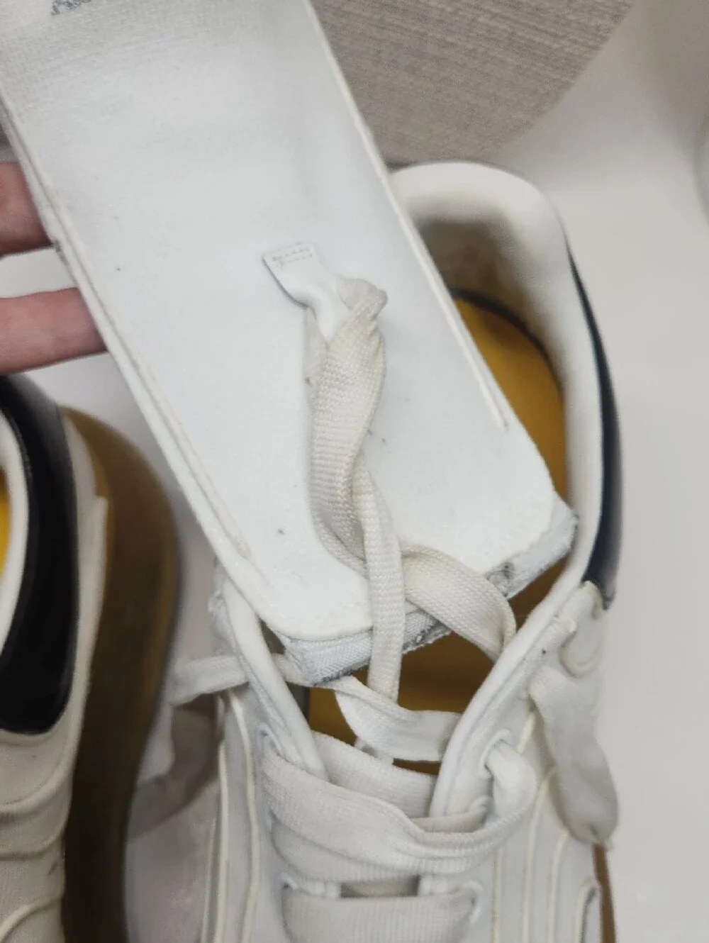 Alexander McQueen White Leather & Canvas Low-Top Sneakers with Gum Sole 43 1/2 D